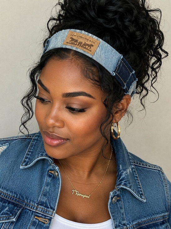 Levi's Accessories - Levi's Two-Tone Denim Patch Headband with Leather Label